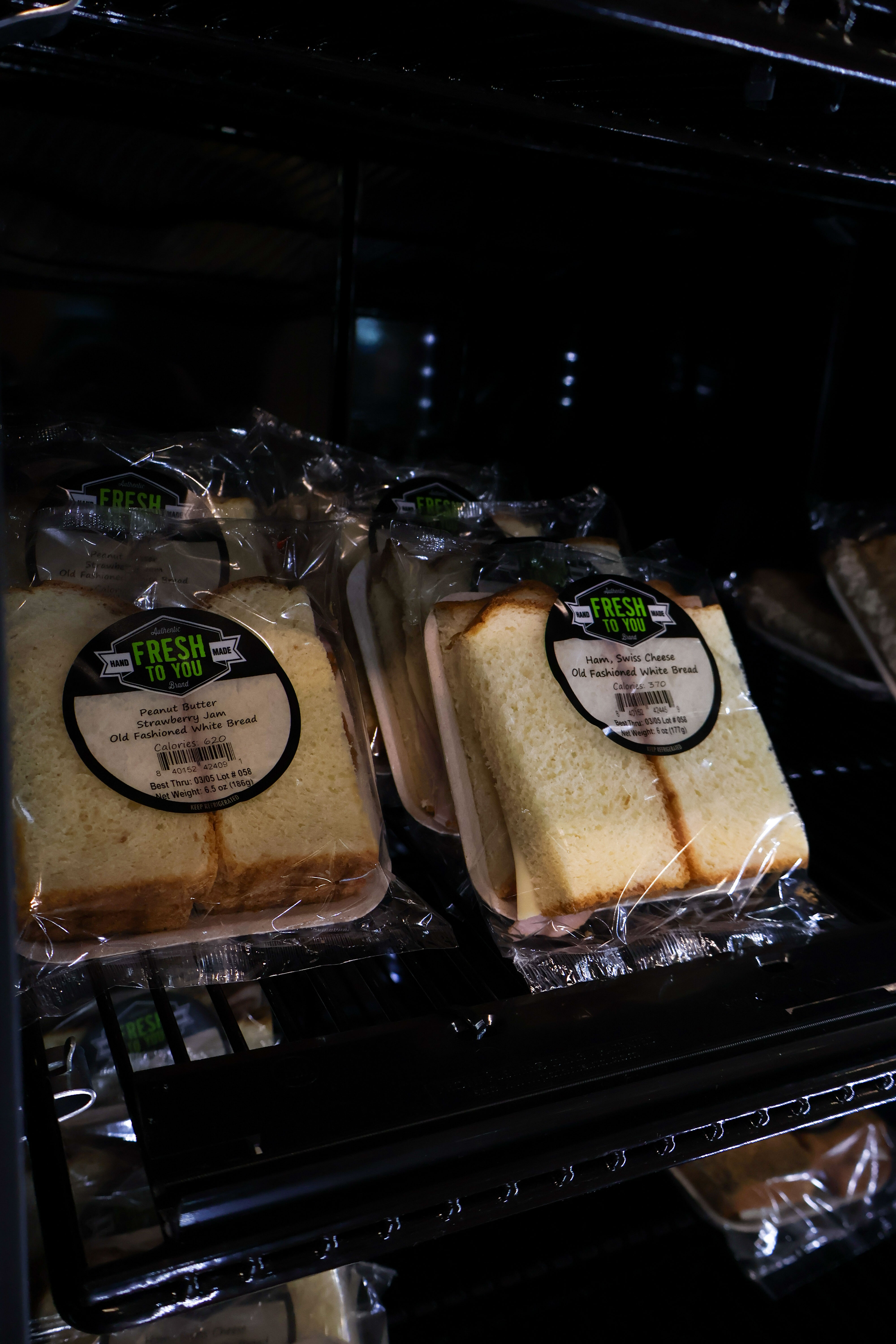 Two prepackaged sandwiches in a refrigerated case at WSUV's Cafe